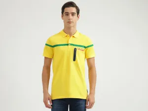 Striped Polo Neck Regular-Fit T-Shirt