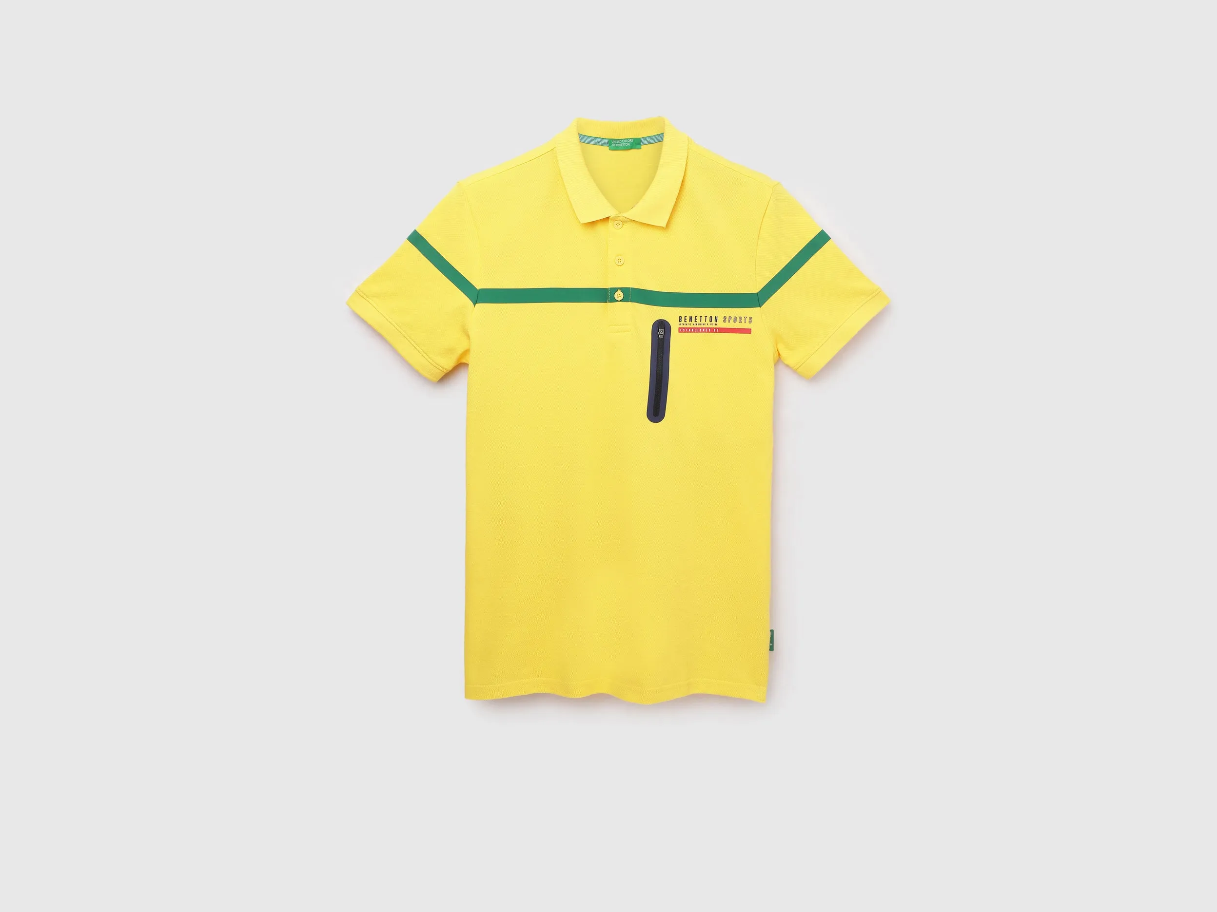 Striped Polo Neck Regular-Fit T-Shirt