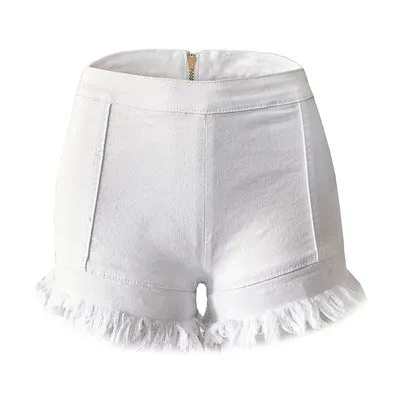 Summer Hot Casual Women's Low Waisted Fringed Denim Shorts