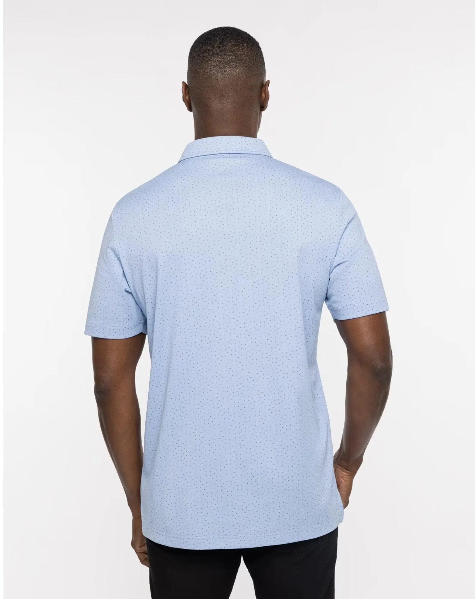 TRAVIS MATHEW MENS CARNAVAL POLO - HEATHER BEL AIR BLUE