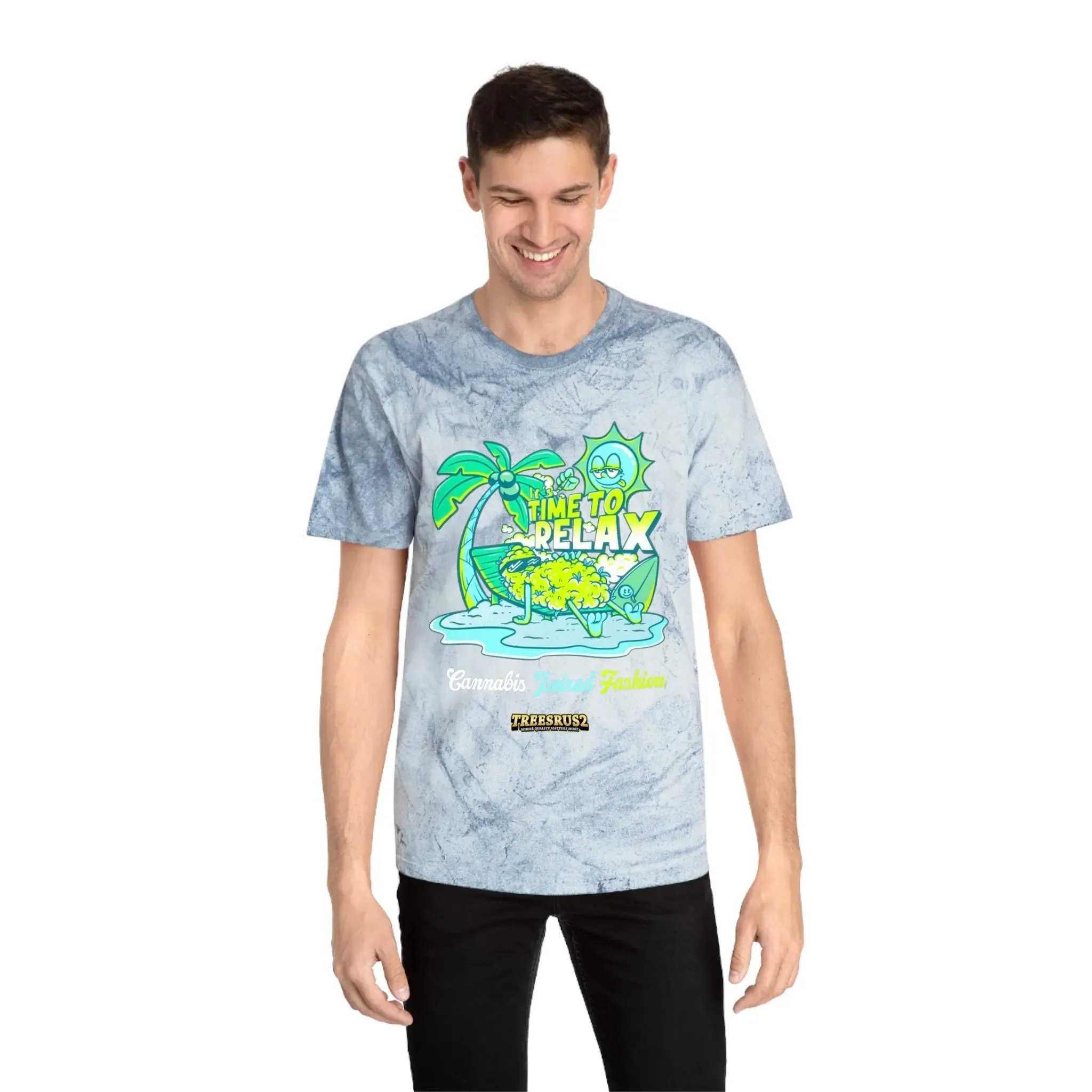Treesrus2 Color Blast Relax Tee – Tie-Dye 420 Vibes & Sustainable Comfort