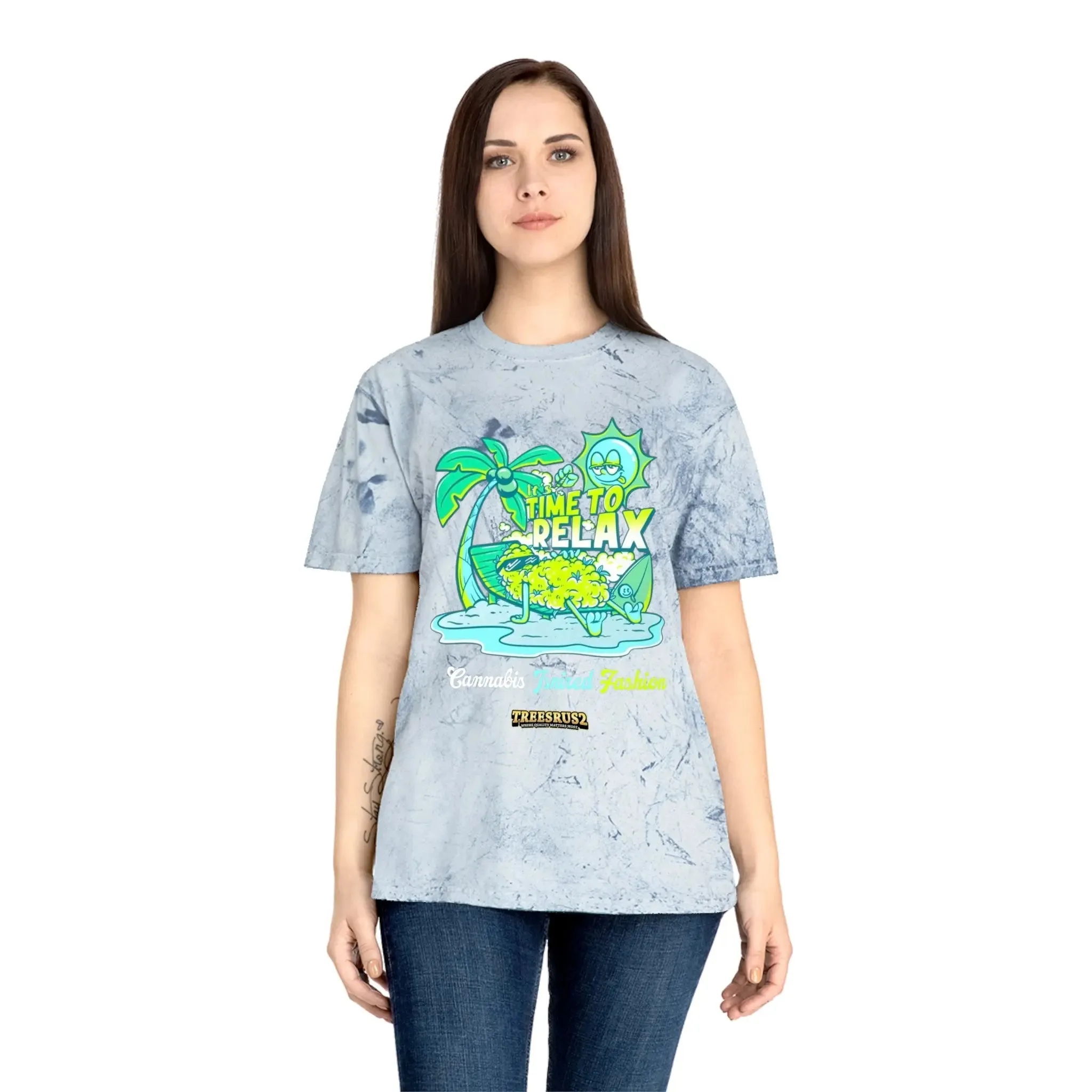 Treesrus2 Color Blast Relax Tee – Tie-Dye 420 Vibes & Sustainable Comfort