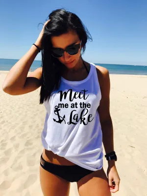 Unisex Meet Me At The Lake Tank Top Graphic Tank - Trending Summer Beach Tank - Beach Tank - Lake Tank - Summer Shirt - Vacation Shirt