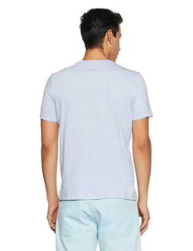 US Polo Association Men's Solid Regular Fit T-Shirt (I633-901-PL_Pale Blue Melange_Large)