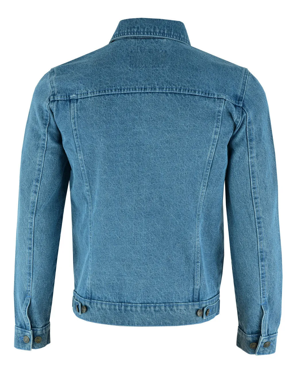 Vance Men's Light Blue Heavy Duty Denim Button Front Motorcycle Jacket, Jean Jacket for Men