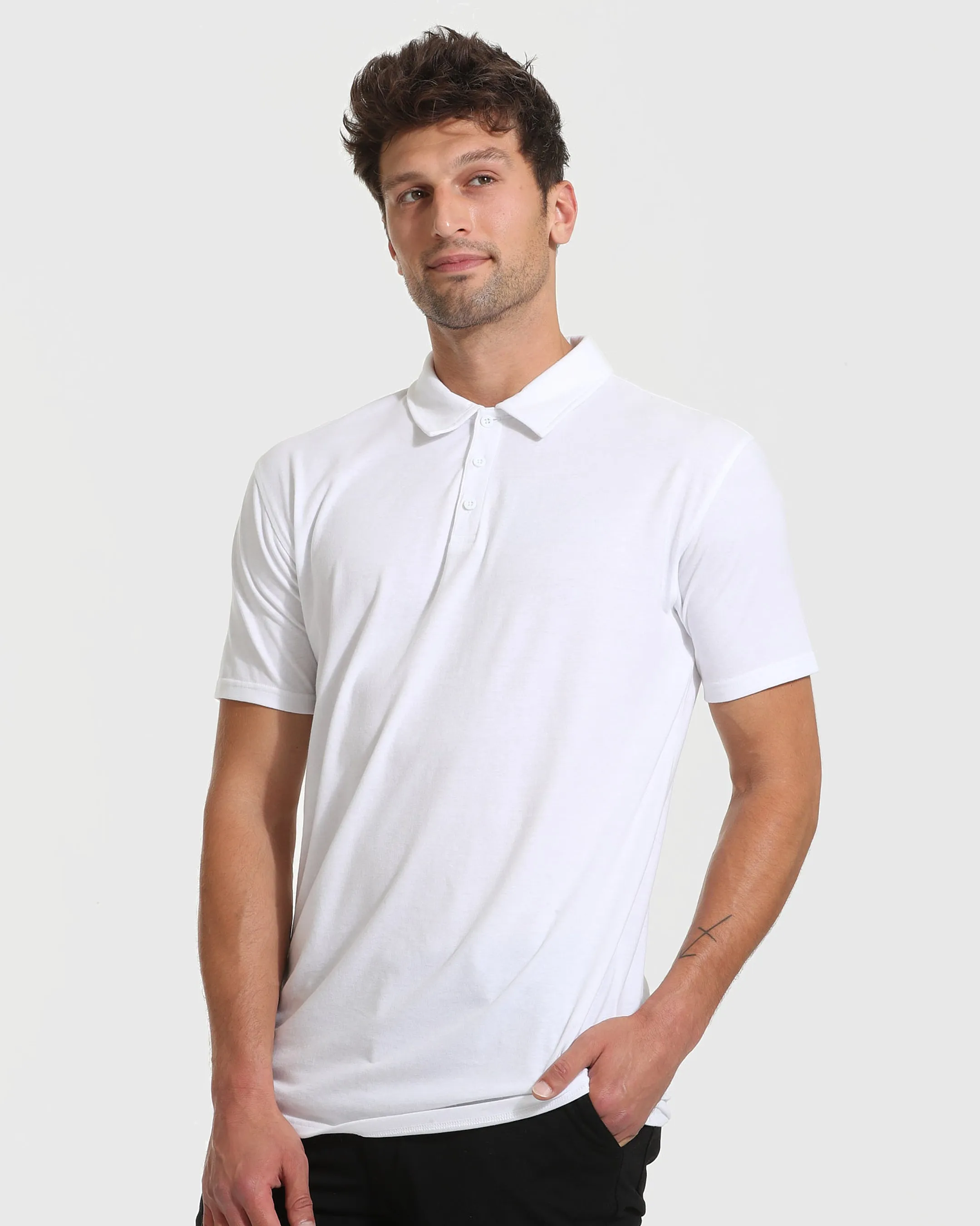 White Short Sleeve Tall Polo