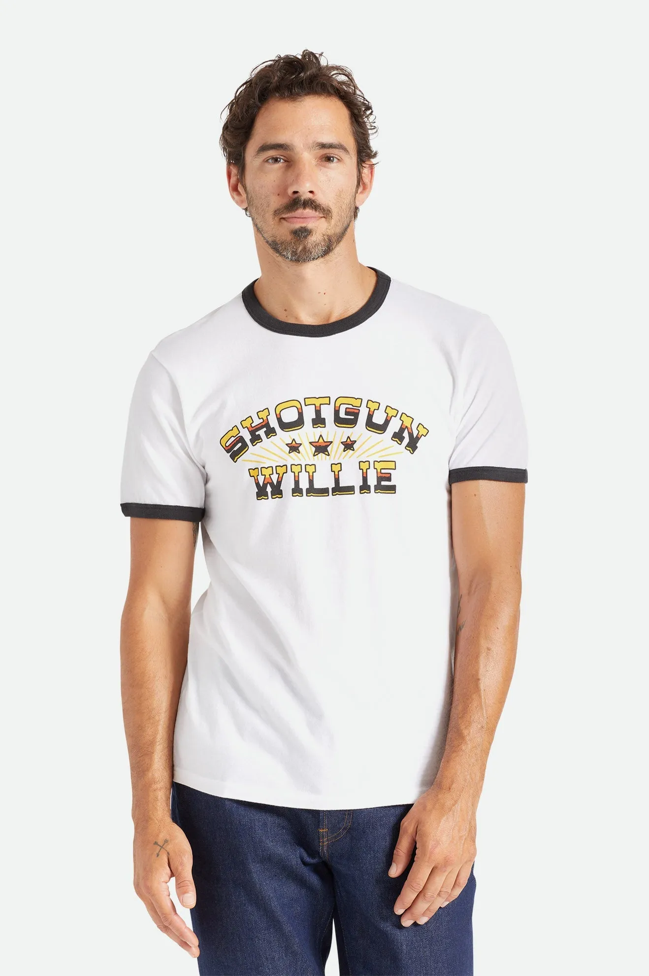Willie Nelson Shotgun S/S Ringer Tee - White