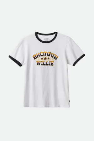 Willie Nelson Shotgun S/S Ringer Tee - White