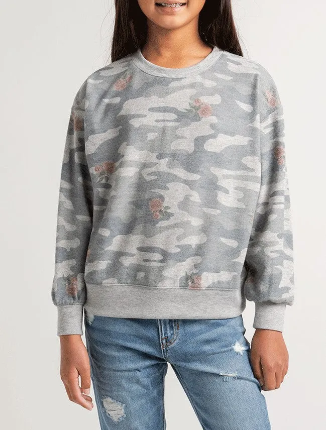 Z Supply Girls Audrey Rose Camo Long Sleeve